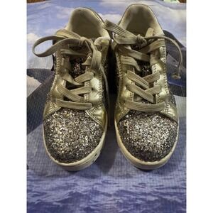 Henley Kids Gold Glitter Star‎ Heart Doodle Low Top Sneakers Size 13M 703994